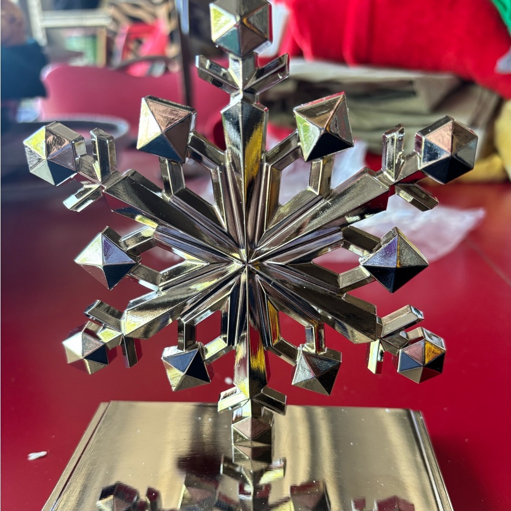 Silver Snowflake stocking holder